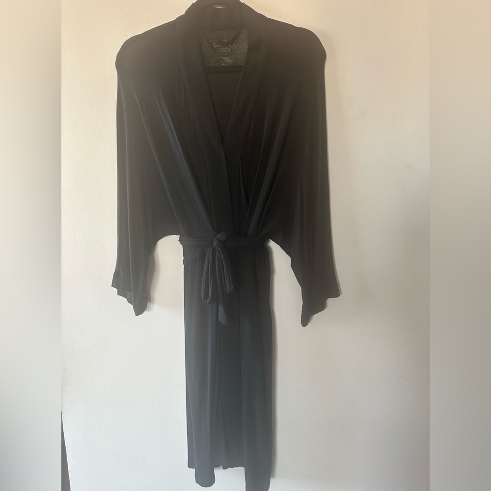 Donna Karan Black Wrap-Tie Dress with Side Pockets (Medium)